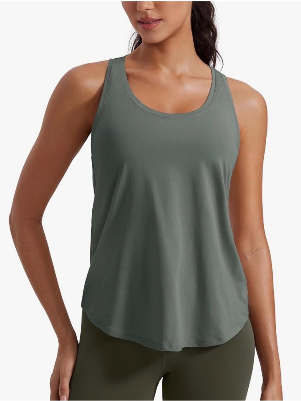 CRZ YOGA Pima Cotton Racerback Tank Grey Sage M NWT